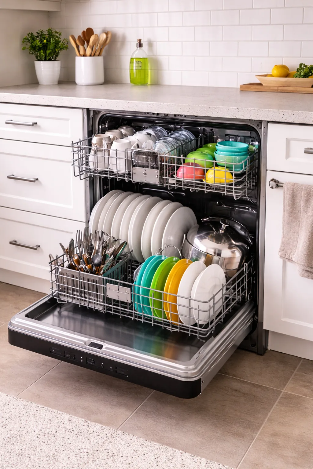 Dishwasher opened for wash performance and draining diagnosis