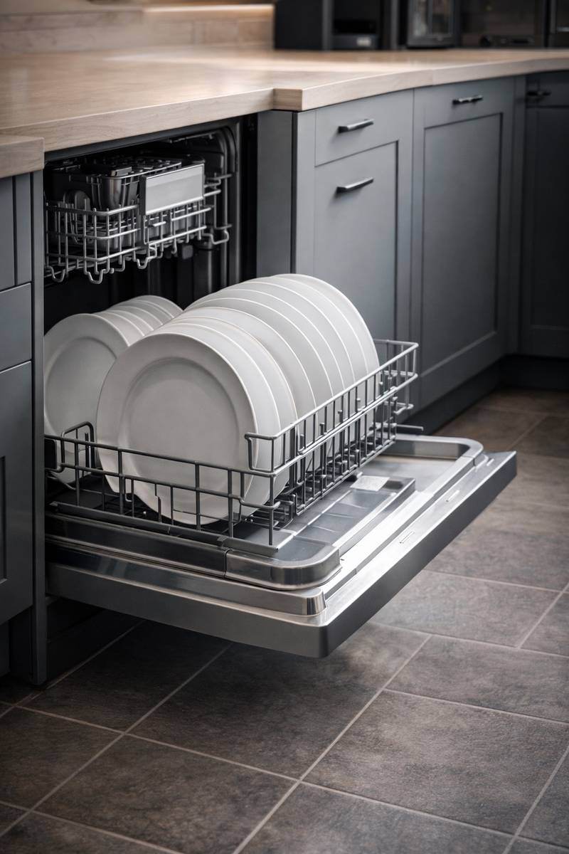 Dishwasher rack and tub inspected during repair service