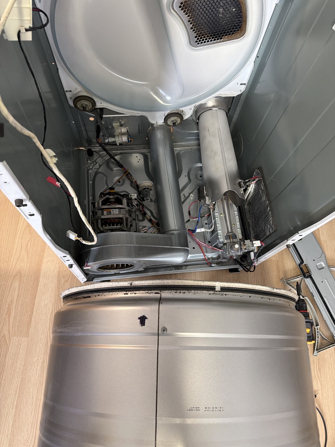 Dryer drum removed for service