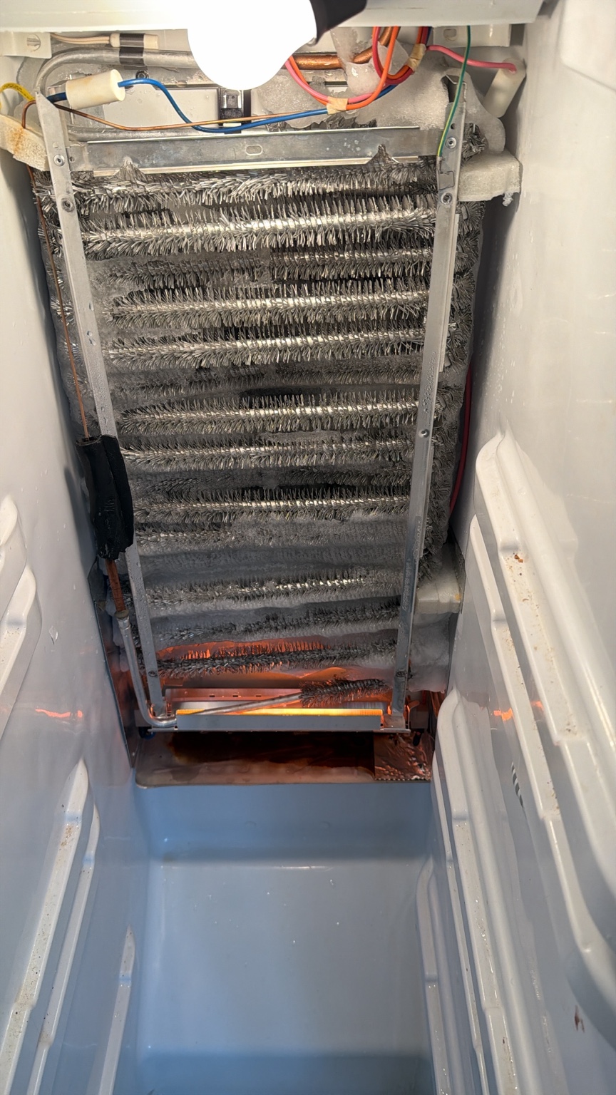Refrigerator evaporator coil cleaning